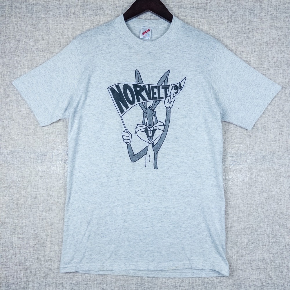 Vintage 1994 Norvelt Bugs Bunny T-Shirt Looney Tunes Gray Made‎ USA L